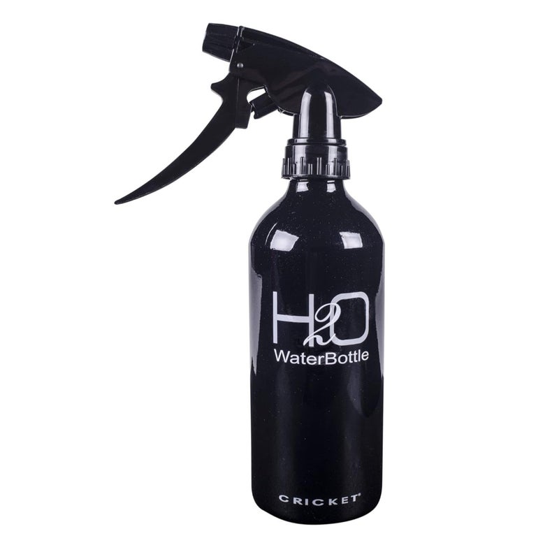 Cricket H2O Water Spray Bottle for Hair Mist â€“ Continuous Stream, Adjustable Nozzle & Stronger Spray Bottles, Durable Aluminum, Refillable for Hair Styling & Barber Use â€“ 13.5 oz, Sparkle Black - Image 1